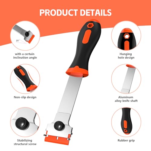 Ywmoml 3 Pack Razor Blade Scraper, Plastic Razor Blade Scraper, Scraper Tool with Extra 30 Plastic Razor Blades and 30 Metal Blades, Razor Scraper Ywmoml