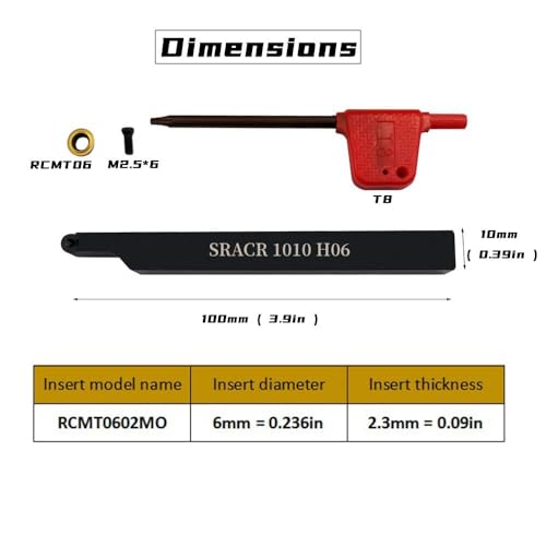 Zouzmin 3/8” 1/2" SRACR1010/1212 H06 Lathe Turning Holders Lathe Turning & Profiling Tool Holder with RCMT0602 Round Carbide Milling Inserts For zouzmin