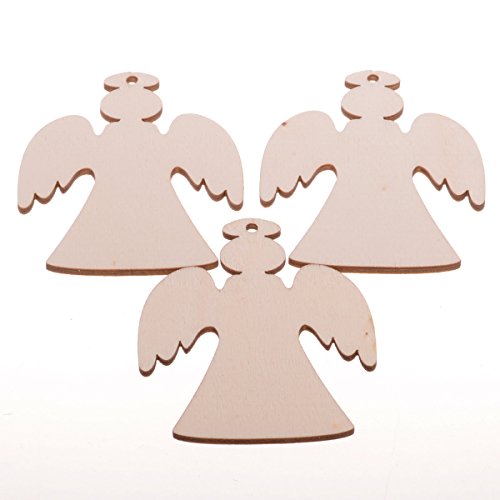 Christmas Wooden Crafts Hanging Ornaments Christmas Tree Decoration Unfinished Wood Cutouts for DIY Blank Slices to Paint (10PCs Angel Style) YEEQIN