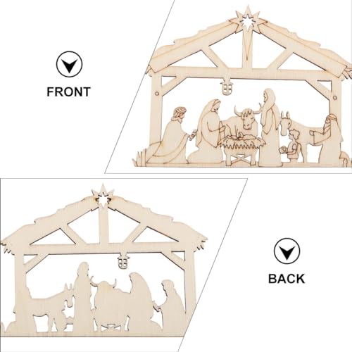 SEWACC Wooden Nativity Scene Ornaments 20Pcs Unfinished Blank Celebrate The Birth of Jesus Shape Cutout Craft Decorations for DIY Crafts Christmas SEWACC