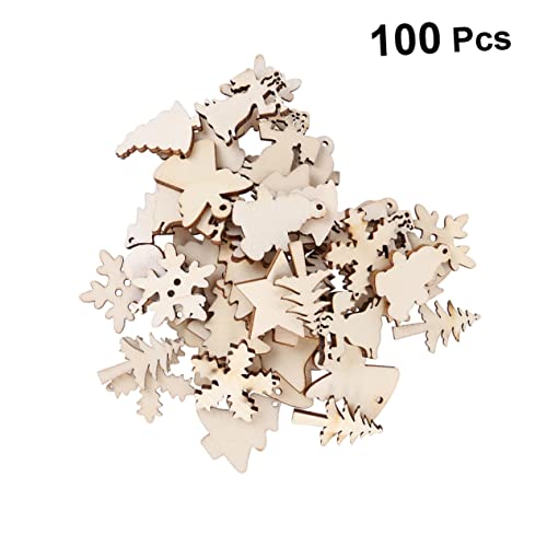 TEHAUX 100PCS Natural Unfinished Wood Slices Christmas Rustic Decor Unfinished Christmas Ornaments Unfinished Wood Crafts Centerpieces Rustic Wood TEHAUX