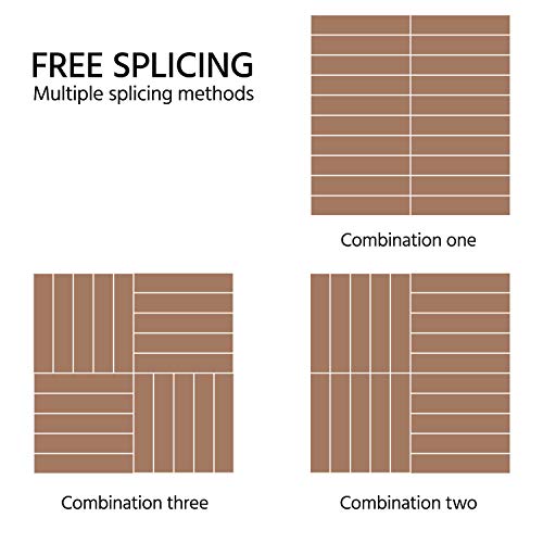 Yaheetech 55pcs Patio Deck Tiles Interlocking Wood Composite Deck Wooden Flooring Deck Tiles 12 x 12in Fir Wood Indoor&Outdoor, Brown Yaheetech