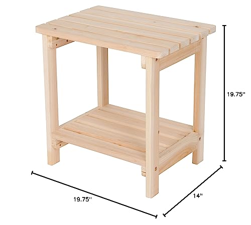 Shine Company 4104N Providence Rectangular Adirondack Outdoor Side Table – Natural Shine Company