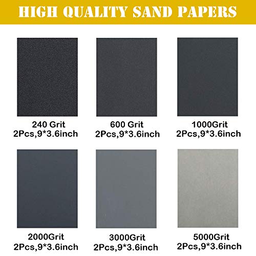 Resin Sanding and Polishing Kit,23 Pieces YASPIT Resin Casting Tools Set, Include Sand Papers,Resin File,Polishing Blocks,Scissors,Wooden Brush for YASPIT