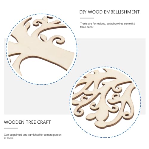 BESPORTBLE 10pcs Family Tree Wood Cutouts, Blank Wooden Tree Embellishments, Unfinished Wooden Tree Shape Tree Cutout for Home Family Tree Weddings BESPORTBLE