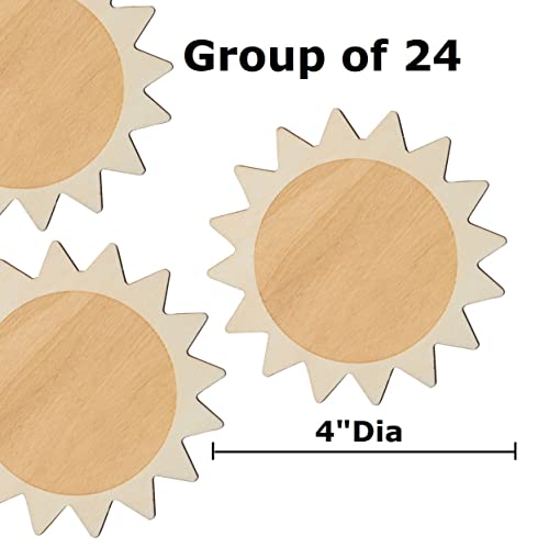 Pack of 24 Unfinished Wood Sun Cutouts by Factory Direct Craft - Blank Wooden Outer Space Solar System Suns Shapes Made in USA for Scouts, Camps, Factory Direct Craft