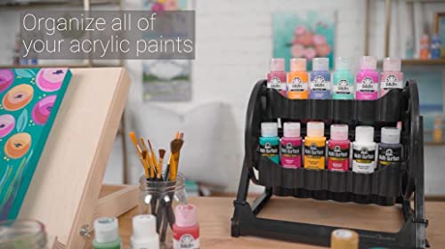 Plaid Rotational Organizer Storage Container That Stores 24 Standard 2 fl oz Bottles of Acrylic Paint for DIY Arts and Crafts, 31100, Black Plaid