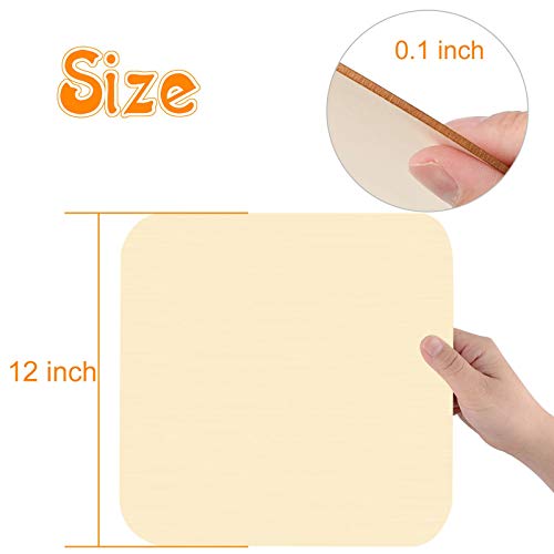 12 Pieces 12 x 12 Inches Unfinished Squares Blank Wooden Pieces Wooden Square Cutouts Wood Slices for Painting Writing Carving DIY Arts Craft Project Coopay
