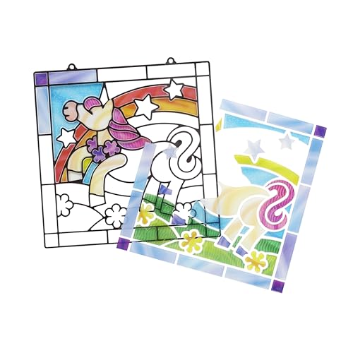 Melissa & Doug Stained Glass Made Easy Craft Kit - Unicorn - Kids Sticker Stained Glass Craft Kit; Unicorn Crafts For Kids Ages 5+ Melissa & Doug