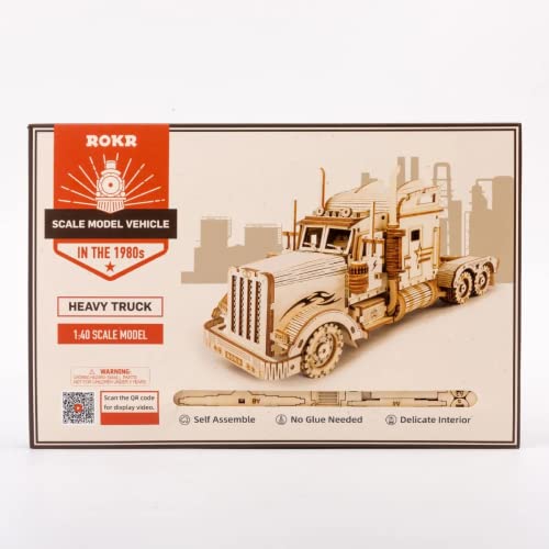 ROKR Model Car Kits Wooden 3D Puzzles Model Building Kits for Adults-Educational Brain Teaser Assembly Model for Adults to Build, Desk Decor/DIY ROKR