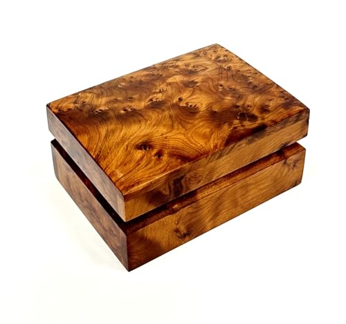 BAZAARDI Hand Carved Wooden Multipurpose Keepsake Jewelry Decorative Art Box Storage Organizer (Large wood Box,Antique) (Small Thuya) BAZAARDI
