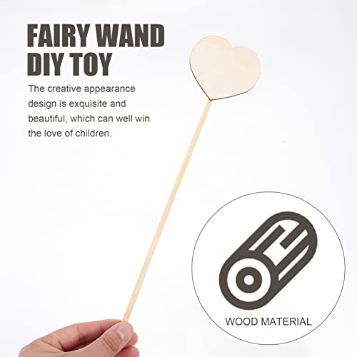 STOBOK Princess Fairy Wand Stick: 8PCS Unfinished Wooden DIY Crafts Heart Shaped Magical Wand for Girls Art Show Cosplay Costume Party STOBOK