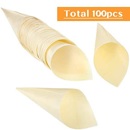 Wood Tasting Cone Disposable Wooden Cone Serving and Tasting Cone Appetizer Finger Food Ice Cream Holder for Food and Decoration Displays Home Nuenen