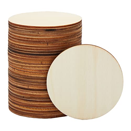 Juvale 36 Pack Unfinished Wood Circles for Crafts, 3 Inch Round Wooden Cutouts for DIY Projects Juvale