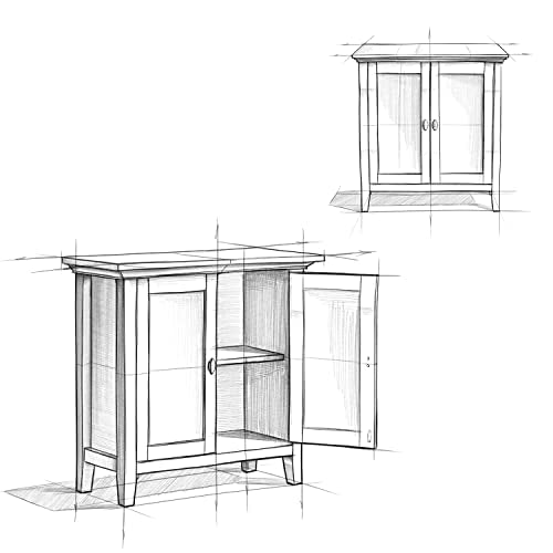 SIMPLIHOME Redmond SOLID WOOD 32 inch Wide Transitional Low Storage Cabinet in Rustic Natural Aged Brown for the Living Room, Entryway and Family SIMPLIHOME