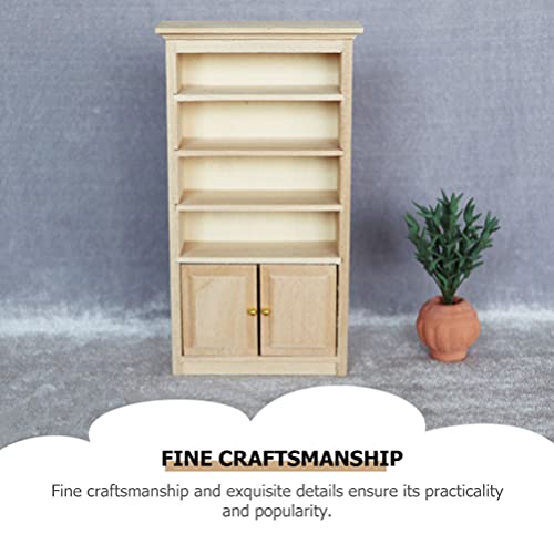 Toyvian 1 12 Dollhouse Furniture Wooden Dollhouse Bookshelf Cabinet Dollhouse Miniature Furniture DIY Dollhouse Accessories Unfinished Dollhouse Toyvian