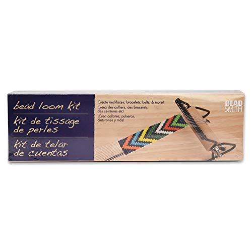The Beadsmith Metal Bead Loom Kit, Includes Loom (12.5" x 2.5" x 3"), Thread, Needles, and 18 Grams Glass Beads for Bracelets, Necklaces, Belts, and The Beadsmith