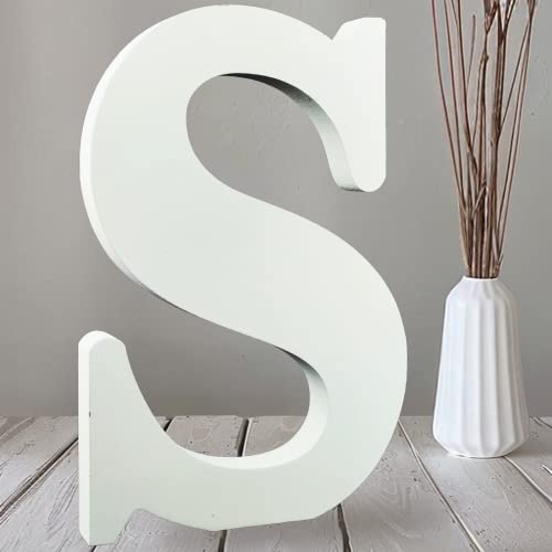 AOCEAN 10 Inch White Big Wood Letters, Unfinished Wooden Letters for Wall Decor Decorative Standing Letters Slices Sign Board Decoration for Craft AOCEAN