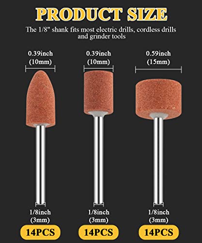 Sanding Bits for Dremel Rotary Tool, Grinding Stone Sanding Drill Bits with 1/8" Shank, Aluminium Oxide Tough Enough to Metal Rust FOTYBEI