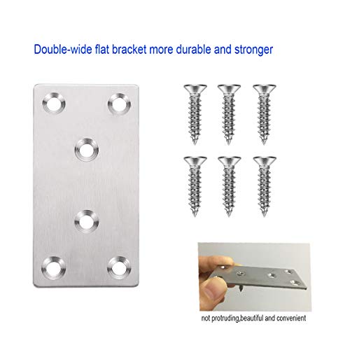 6PCS Mending Plates Heavy Duty Flat Bracket Metal Straight Brace Stainless Steel Bracket Repair Plates for Furniture,Wood,Shelves,Cabinet WoodArtSupply