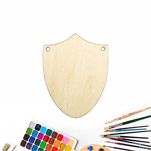 Shield Wood Cutout DIY Crafts Wooden Shield Shaped Hanging Ornaments Unfinished Wood Sign Whit Twines for Wedding Birthday Christmas Party Decoration Creaides