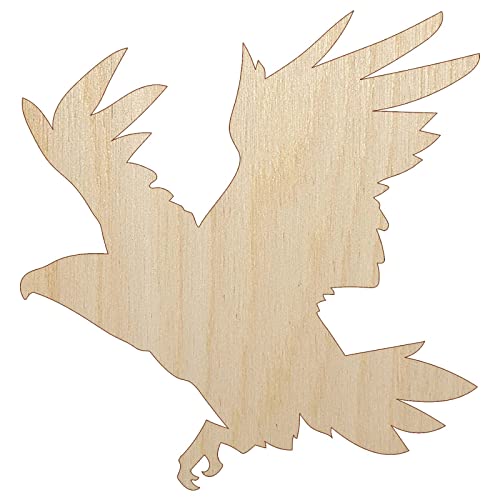 Patriotic American Bald Eagle Flying Unfinished Wood Shape Piece Cutout for DIY Craft Projects - 1/4 Inch Thick - 6.25 Inch Size Sniggle Sloth