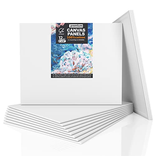 20 Pack Blank Canvas Panels - 5x7, 8x10, 9x12, 11x14 inch (5 Each) - 100%  Cotton, Primed, Acid Free