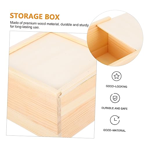 Abaodam 4 Pcs Wooden Storage Box Unfinished Square Jewelry Container Bracelet Stand Ring Holder Wood Crafts Basket Storage Bins Wooden Stand Souvenir Abaodam