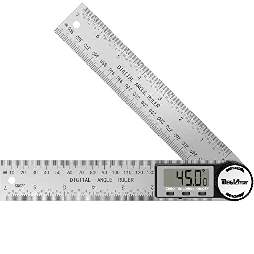 Digital Angle Finder Protractor, DEGLASERS Digital Protractor 7inch/200mm Stainless Steel Angle Measuring Tool with LCD Display for DegLasers