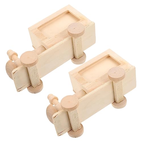 STOBOK 2pcs DIY Train Pen Holder Wooden Trains Tools Wood Unfinished Wooden Wooden Car Unfinished Blank Pen Cup DIY Blank Pen Container DIY Graffiti STOBOK