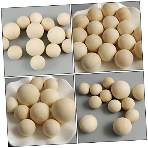 Gogogmee 120 PCS Wooden Beads Ornament Crafts Garland Bead Wood Blocks for Crafts Unfinished paintable Wooden Round Wood Balls gnome Nose Wooden Gogogmee