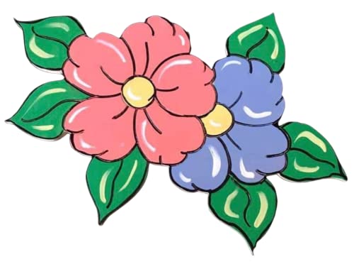 Two Flowers, Engraved Shape, Unfinished Wooden Craft, Build-A-Cross Build-A-Cross