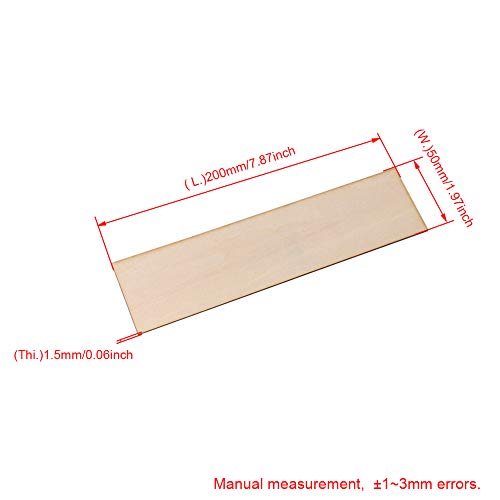 BQLZR 200x50x1.5mm Rectangle Unfinished DIY Paulownia Wooden Sheets for Hand-Made Project Miniatures House Building Architectural Model Pack of 6 BQLZR