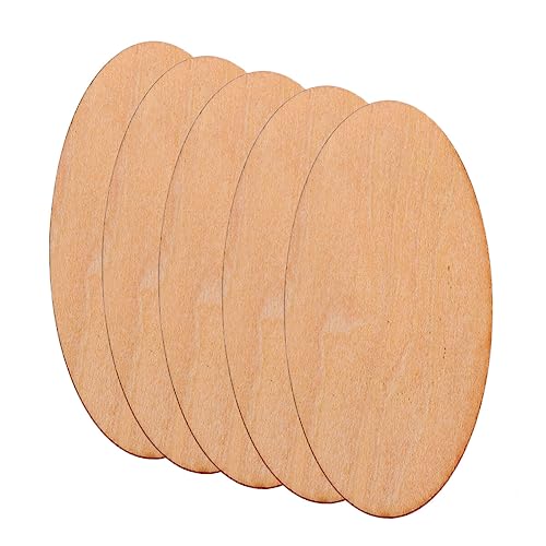 Wood Cutouts for Crafts 20pcs Wood Round Cutouts Unfinished Oval Wood Shapes Pieces Wood Discs Slices Oval Wood Embellishments for DIY Craft Wedding TEHAUX