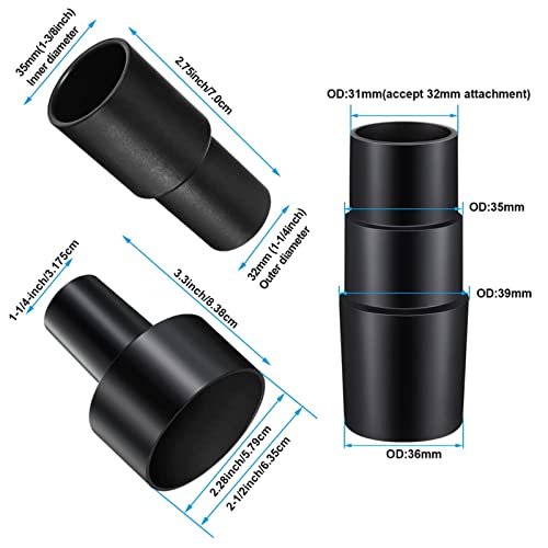3Pcs Universal Vacuum Hose Adapter Wet Dry Plastic Vacuum Converter Hose Adapter kit 2-1/2" to 1-1/4", 1-1/4" to 1-3/8" to 1-1/2", 1-3/8" to 1-1/4" Riiriou