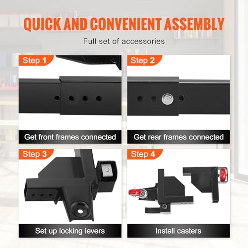 VEVOR Adjustable Universal Mobile Base 1500 LBS Load-Bearing Capacity Heavy-Duty Mobile Base Rolling Mobile Base with Locking Levers, Used for VEVOR