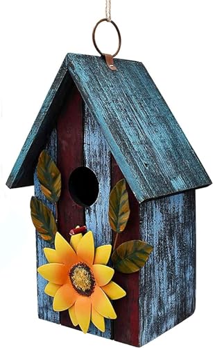 Morning View Wooden Bird Houses for Outside Decorative Hanging Birdhouse Spring for Yard Garden Patio Outdoor Small Birds Bluebird Finch Cardinals Morning View