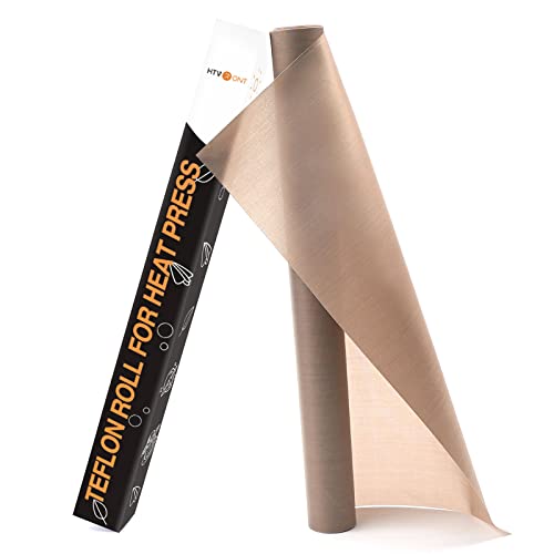 HTVRONT Teflon Sheets for Heat Press - 12" x 8 FT Non Stick PTFE Teflon Sheets Reusable Teflon Paper Roll Heat Resistant Teflon Mat HTVRONT
