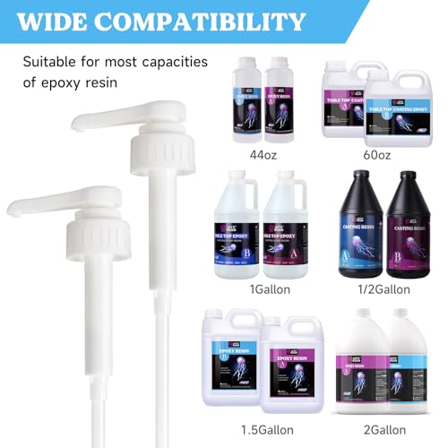 LET’S Resin Gallon Pump Dispenser, 10CC 2Pcs Heavy-Duty Leak Proof Resin Pump Dispenser,BPA Free 38/401Resin Accessories for Dispensing Resin, LET'S RESIN
