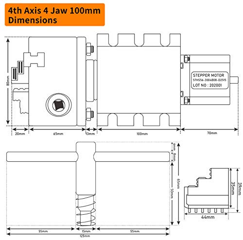 CNCTOPBAOS Engraving Machine Rotary 4th Axis,CNC Router Rotational Fourth A Axis,K12-100mm 4 Jaw Chuck Dividing Head,No Backlash Gapless Harmonic CNCTOPBAOS