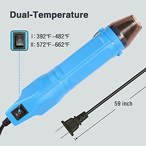 Mini Heat Gun Dual-Temperature 392℉ & 662℉ Hot Air Gun Multi-Purpose Electric Heating Tools Shrink Pen for Crafts, Shrinking PVC, DIY, Embossing, LDK