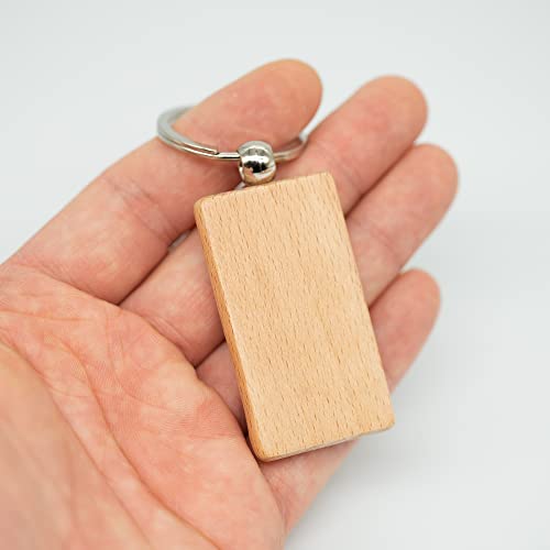 Wood Engraving Blanks Rectangle Blank Wooden Key Chain Wood Blanks for Keychains 20 Pack (Width:1.22 inch) TFoRibbon