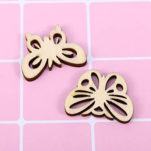 MILISTEN 50pcs Unfinished Wood Crafts Slices Wood Butterfly Shape Craft Wood Embellishments Wooden Butterfly for Crafts Wooden Wedding Cutouts Wood Milisten