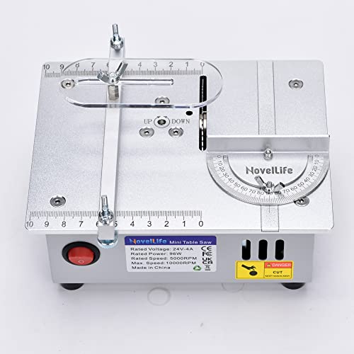 NovelLife Mini Hobby Table Saw Handmade Woodworking Bench Saw DIY Model Crafts Cutting Tool with Adjustable Power Supply 63mm HSS Circular Saw Blade NovelLife