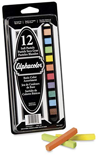 Alphacolor Soft Pastels 12 Set Basic Color Assortment