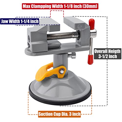 Yakamoz Mini Bench Vise 360 Degree Suction Vise Small Table Vice Clamp Workbench Vise for Jewelry Making DIY Wood Craft Carving Breads Drilling Bed YAKAMOZ