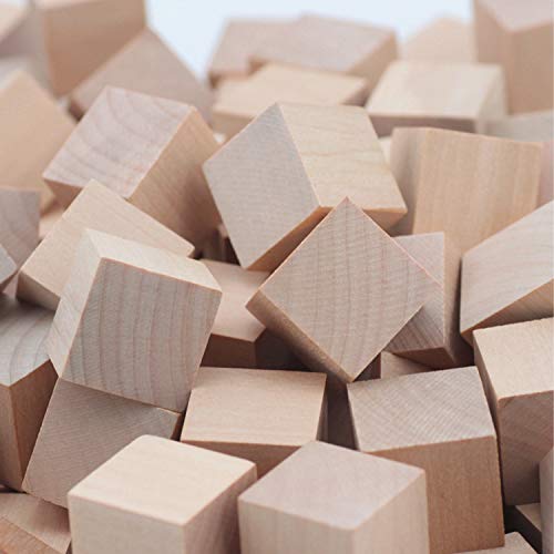 Wood Blocks, 200 Pack Counting Cubes Square Wood Craft Cube Blocks Wooden Blocks Building Blocks,Square Blank Puzzle Making and DIY Craft Cube Coobbar