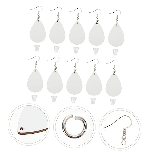 VILLCASE 2 Sets Sublimation Wood Earrings Blanks Unfinished Wooden Earrings Earring Making Kit Rubber Earring Backs Wood Blank Earrings Decorative VILLCASE