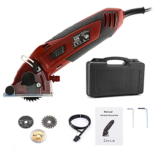 IRONWALLS Mini Circular Saw Set, 400W 3400RMP Multi-Functional Circular Saw Machine with 3PCS Carbide Tipped Blade, 110V Hand-Held Corded Electric IRONWALLS