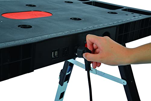 Disston Omni Plus 5 in 1 Workbench, Clamping Table, Scaffold, Dolly and Creeper All in one Work Table Orange/Black Disston